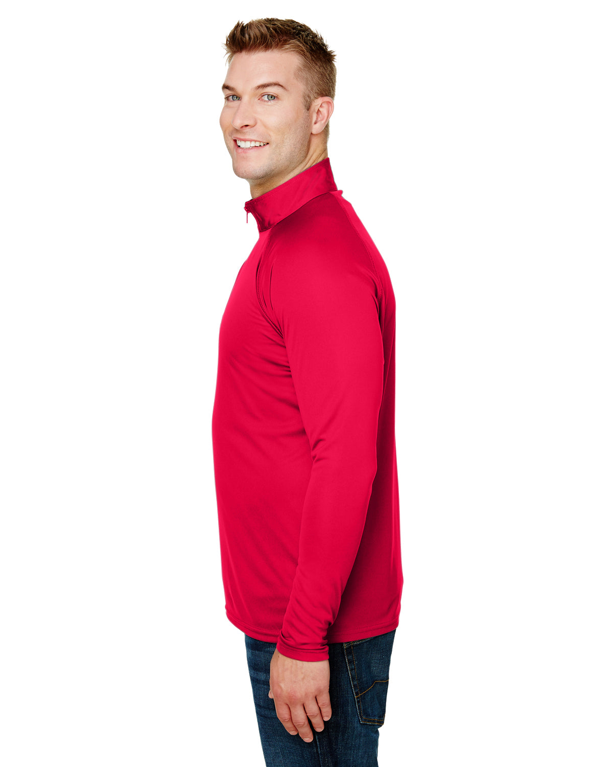 Unisex Daily Polyester 1/4 Zip - Scarlet