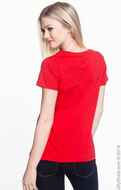 Women's V-Neck Fine Jersey T-Shirt - Red