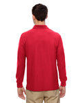 Unisex Double Piqué Long-Sleeve Polo - Red