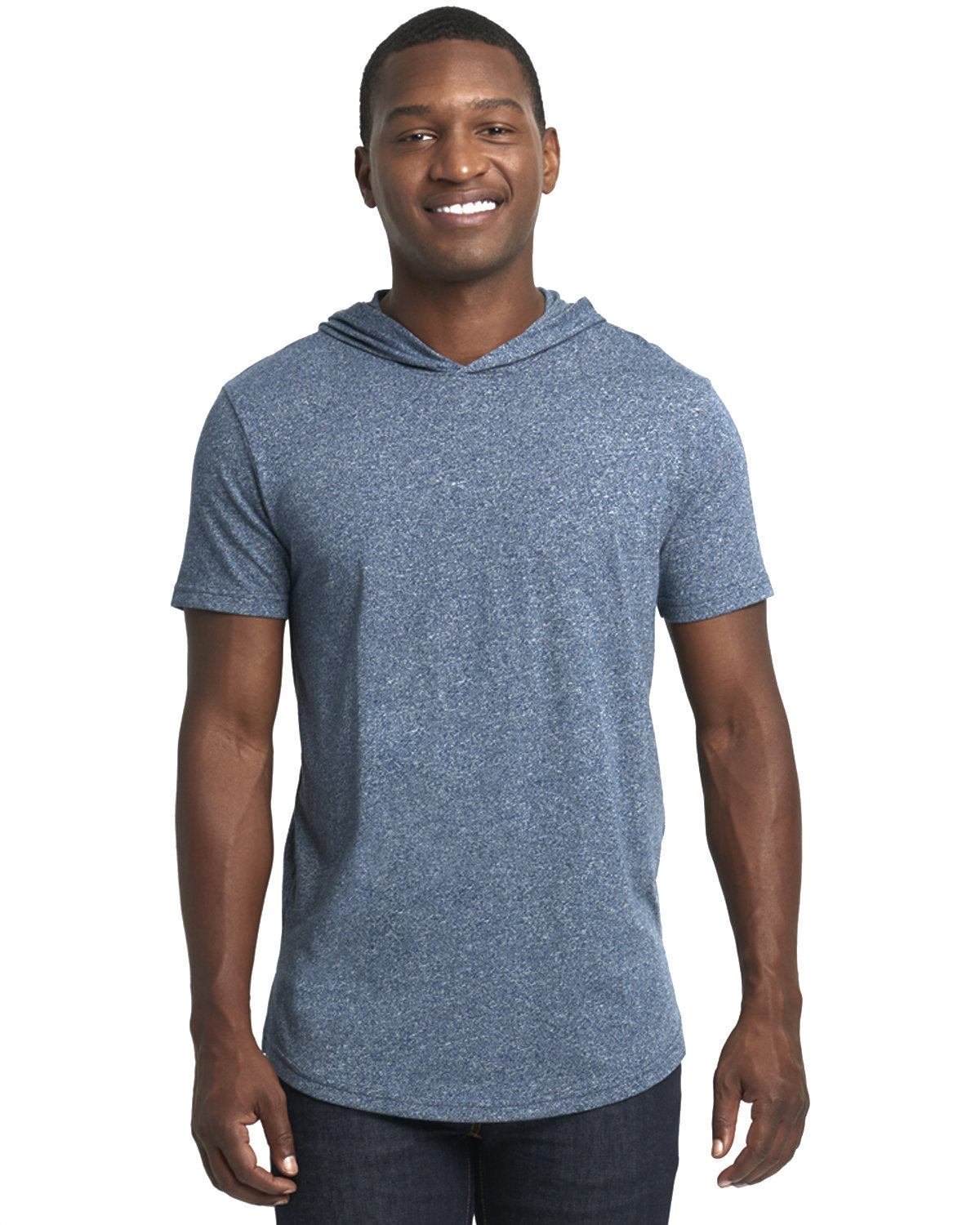 Unisex Mock Twist Short Sleeve Hoody T-Shirt - Indigo