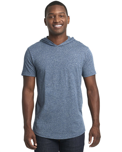 Unisex Mock Twist Short Sleeve Hoody T-Shirt - Indigo
