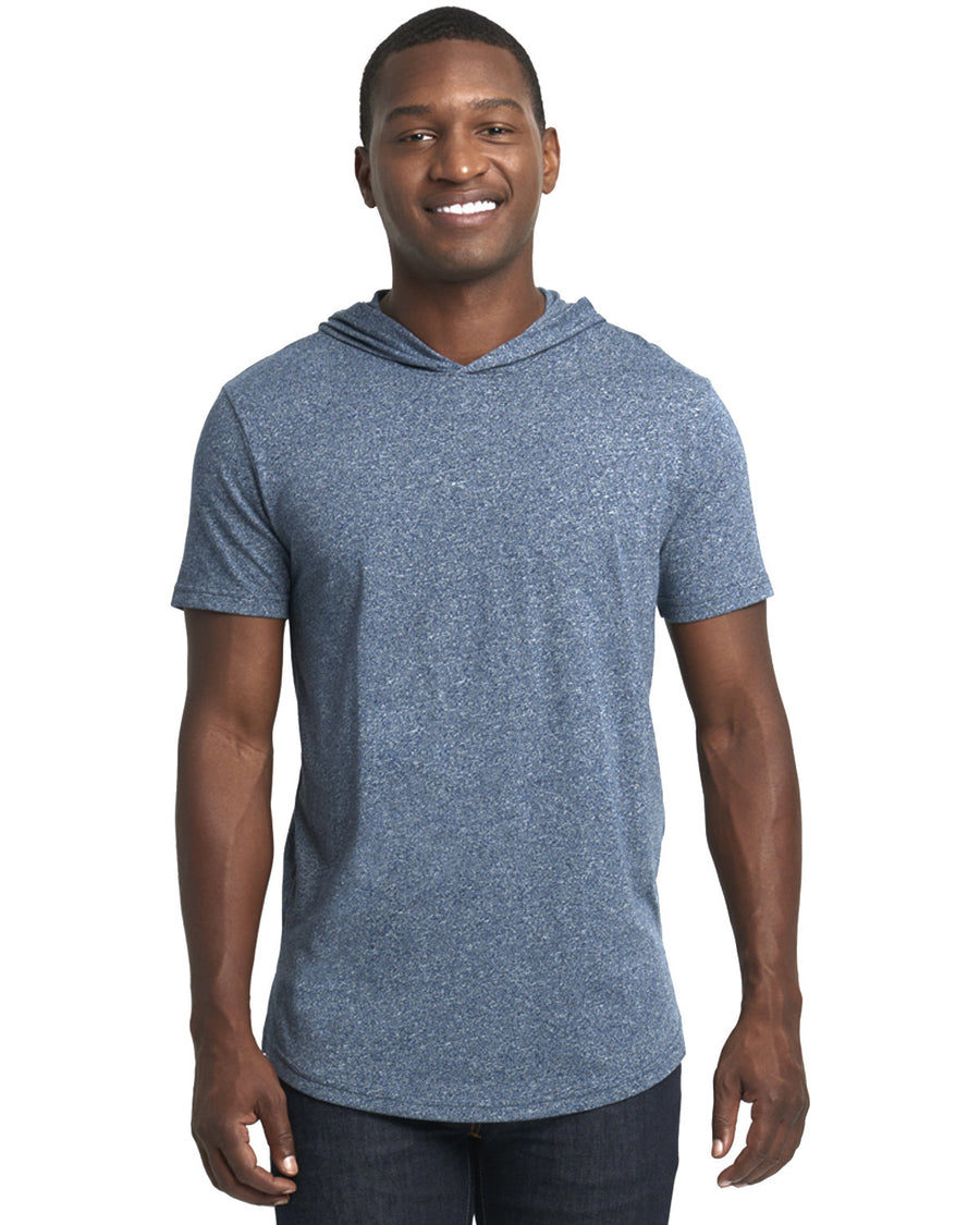 Unisex Mock Twist Short Sleeve Hoody T-Shirt - Indigo