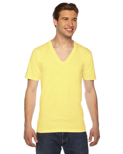 Unisex Fine Jersey Short-Sleeve V-Neck T-Shirt - Lemon