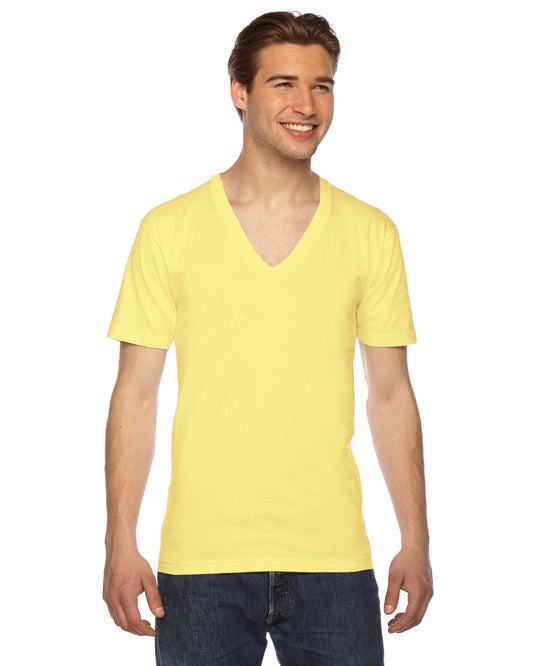 Unisex Fine Jersey Short-Sleeve V-Neck T-Shirt - Lemon