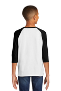 Youth Heavy Cotton��� 3/4-Raglan Sleeve T-Shirt - White / Black