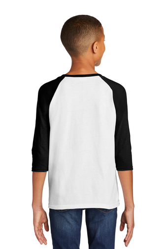 Youth Heavy Cotton��� 3/4-Raglan Sleeve T-Shirt - White / Black