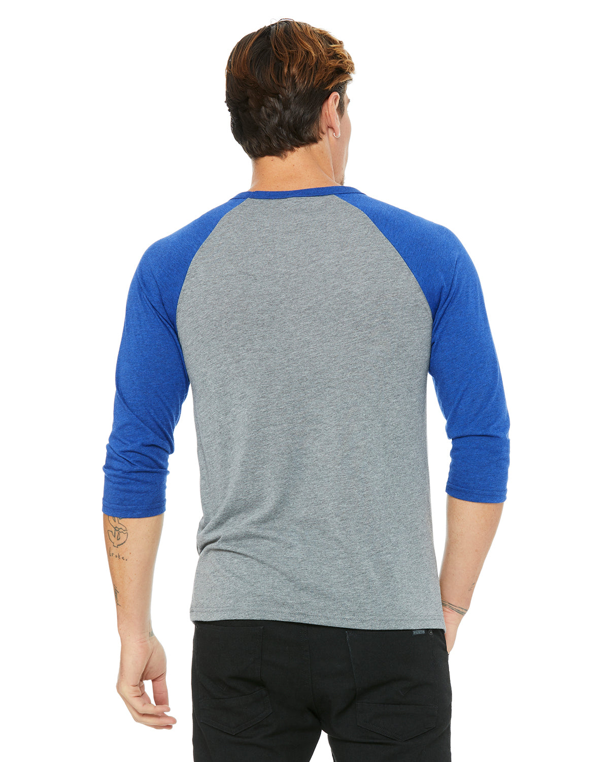 Unisex 3/4-Sleeve Baseball T-Shirt - Gray / True Royal Triblend