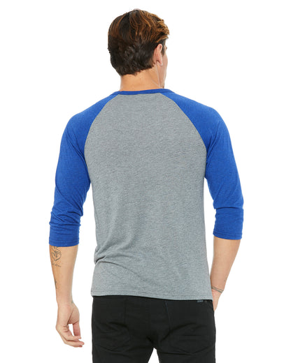 Unisex 3/4-Sleeve Baseball T-Shirt - Gray / True Royal Triblend