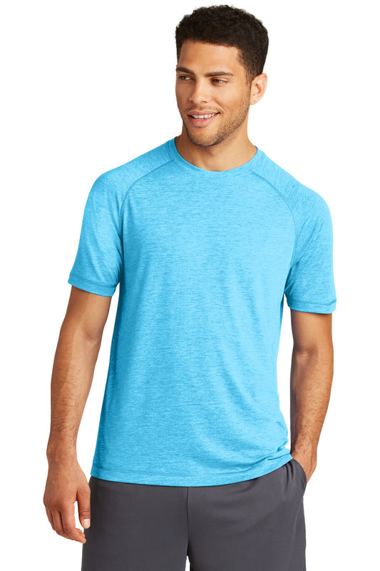 Unisex PosiCharge Tri-Blend Wicking Raglan Tee - Pond Blue Heather
