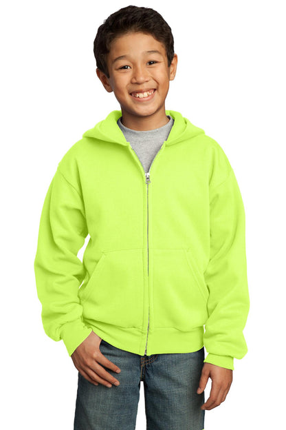 Youth Core Fleece Full-Zip Hoodie - Neon Yellow