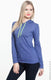 Anvil 887L - Women's Lightweight Long-Sleeve Hooded T-Shirt - Heather Blue / Neon Yellow