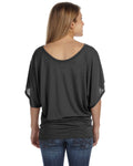Women's Flowy Draped Sleeve Dolman T-Shirt - Charcoal Marble