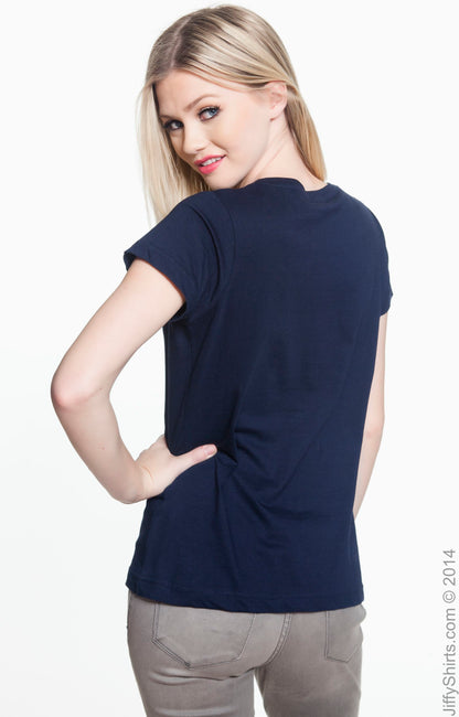 Women's V-Neck Fine Jersey T-Shirt - Navy