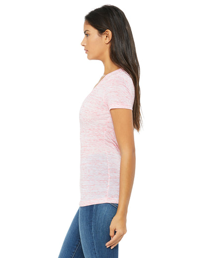 Ladies' Jersey Short-Sleeve Deep V-Neck T-Shirt - Red Marble