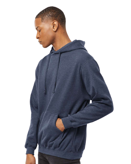 Unisex Fleece Pullover Hoodie - Heather Denim