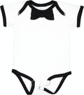 Infant Baby Rib Bow Tie Bodysuit - White / Black