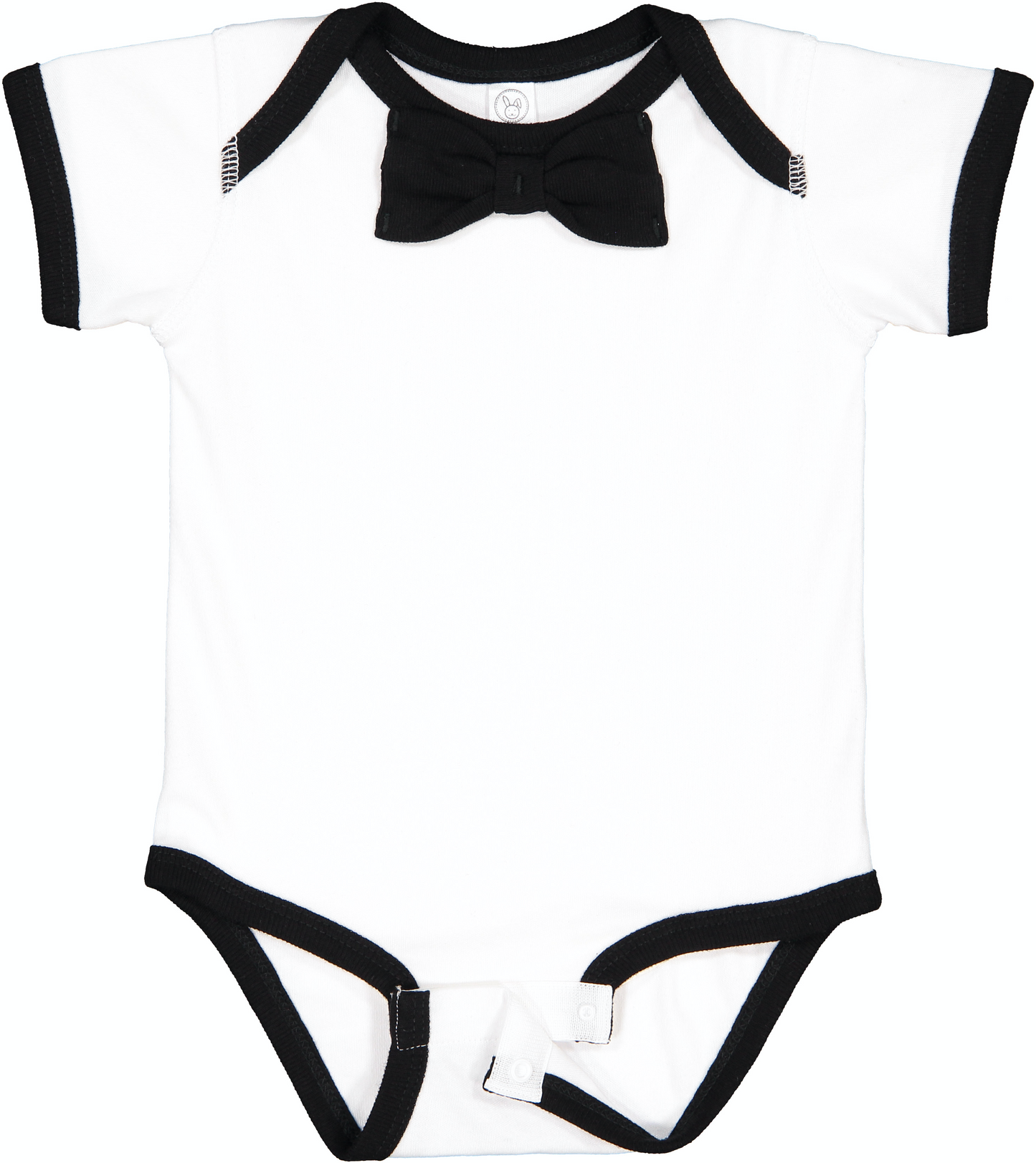 Infant Baby Rib Bow Tie Bodysuit - White / Black