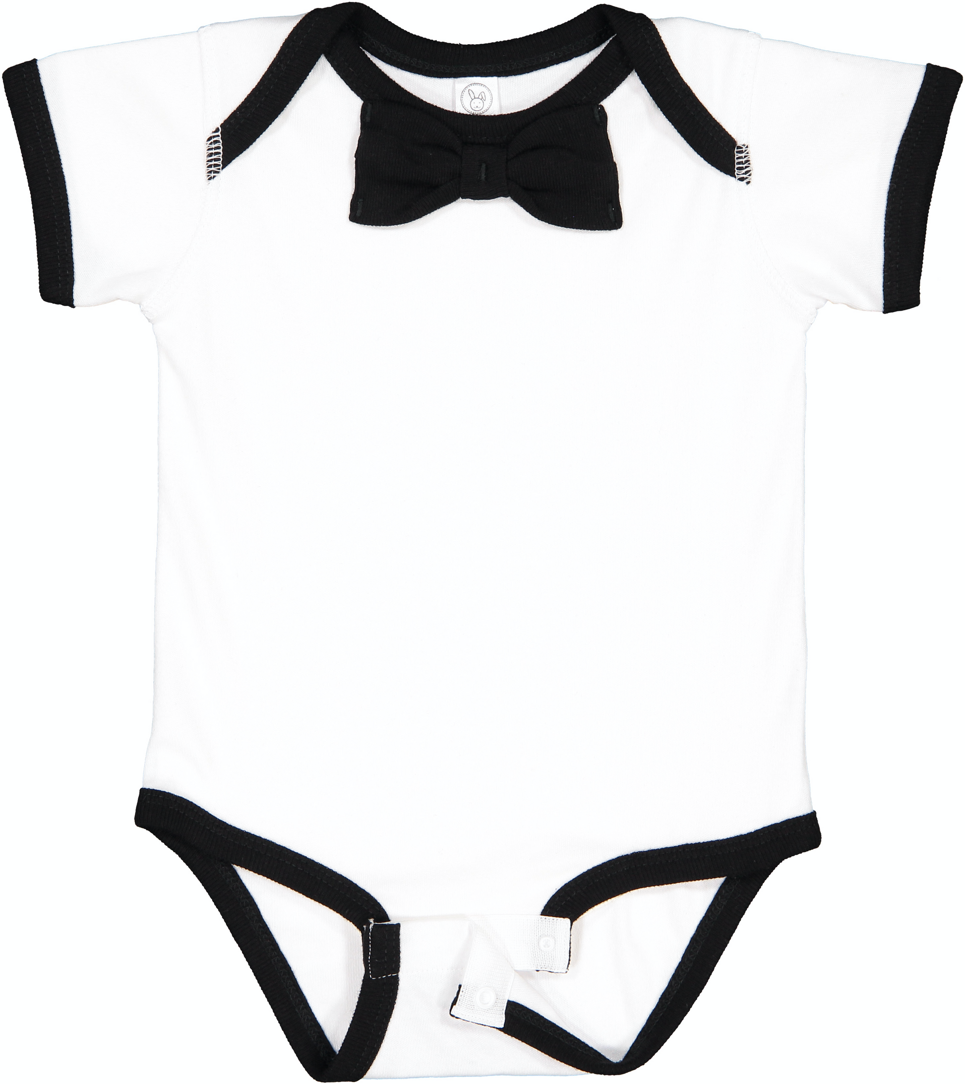 Infant Baby Rib Bow Tie Bodysuit - White / Black