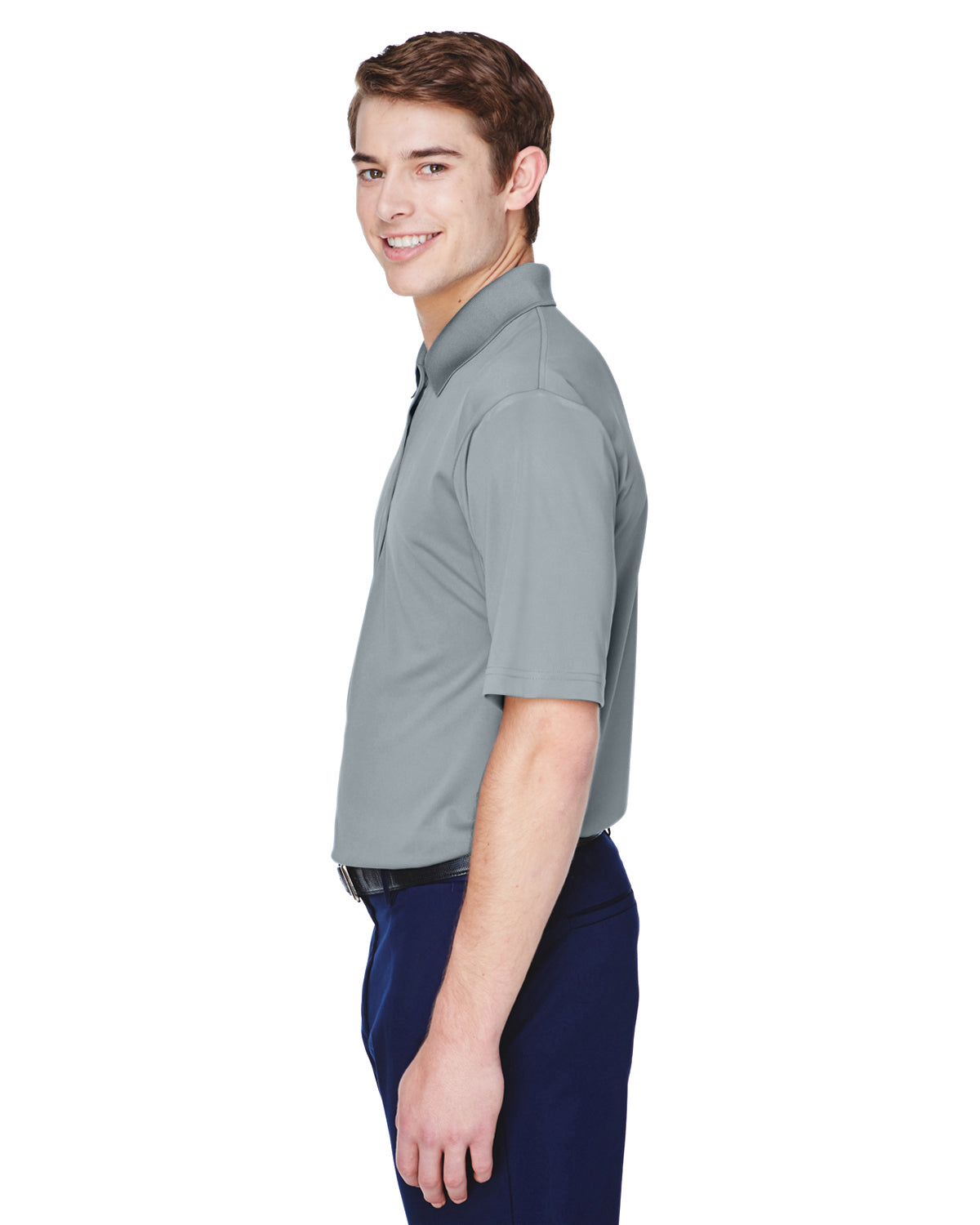 Men's Cool & Dry 8-Star Elite Performance Interlock Polo - Silver
