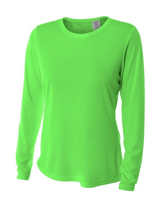 Women's Long Sleeve Cooling Performance Crew Shirt - SAFETY GREEN