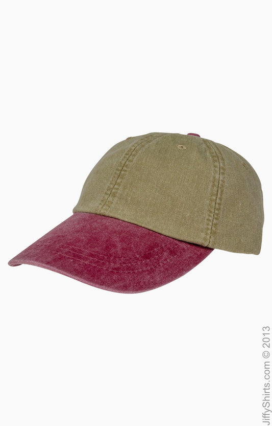 Optimum Pigment Dyed-Cap - Khaki / Burgundy