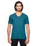 Unisex Triblend V-Neck T-Shirt - Heather Galapagos Blue