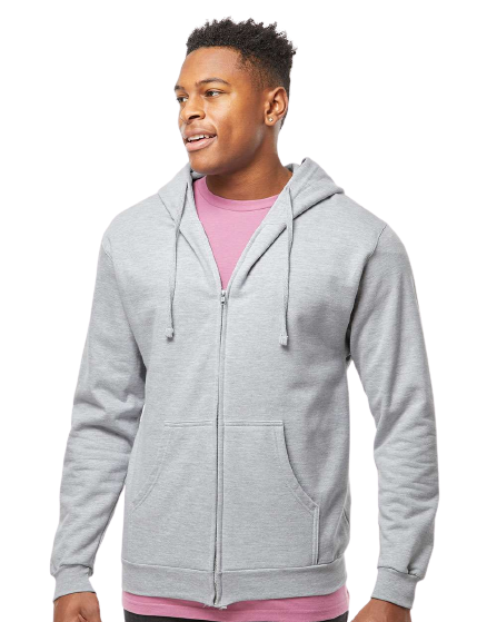 Unisex Fleece Zip Hoodie - Heather Grey