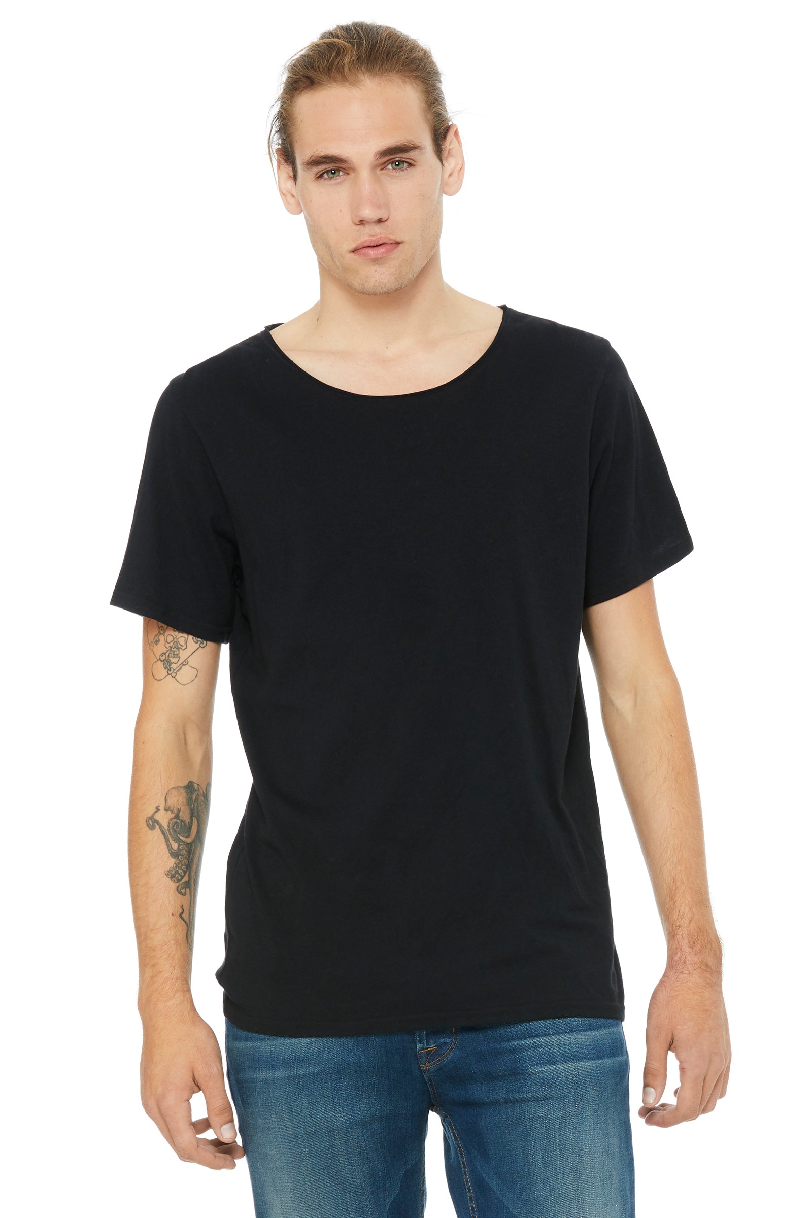 Men's Jersey Raw Neck T-Shirt - Black