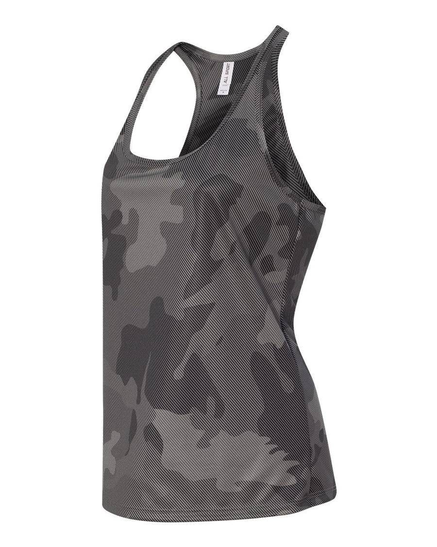 Women's Performance Racerback Tank - Sport Graphite Laser Camo