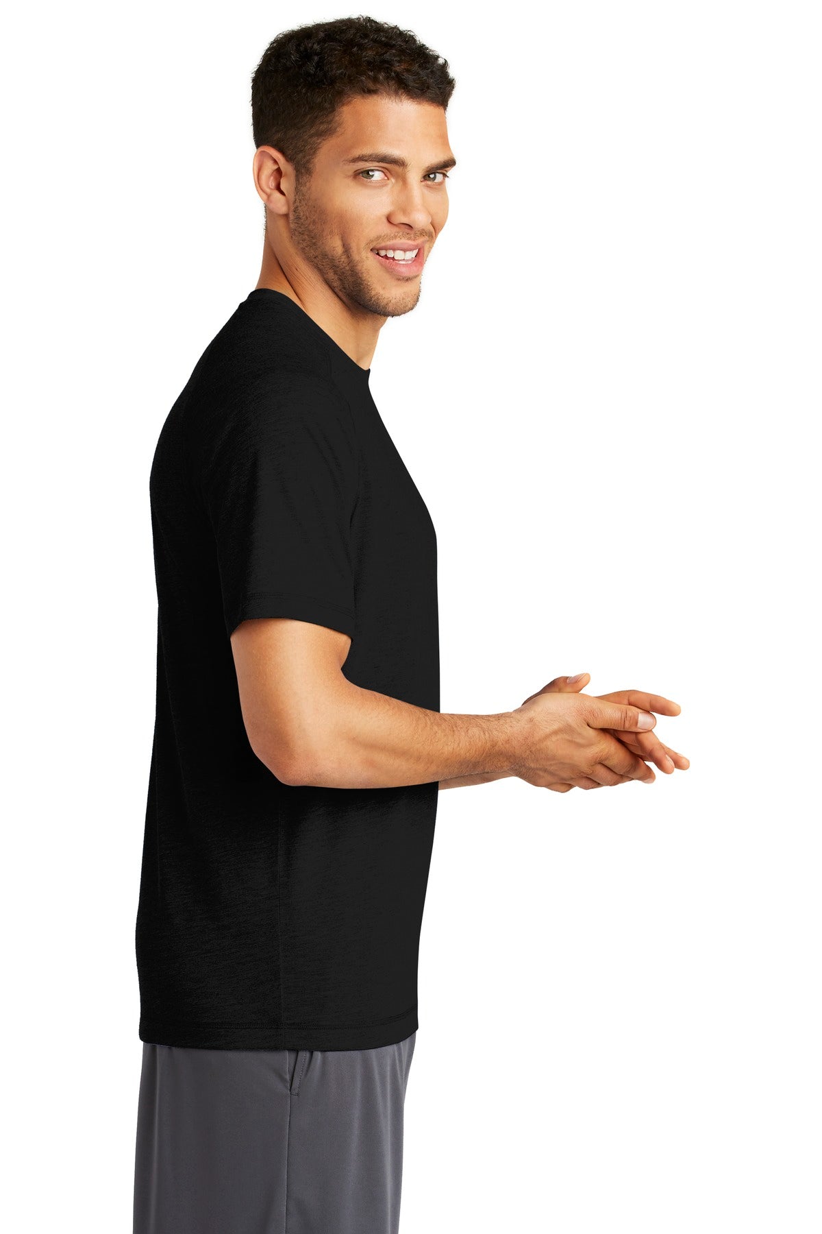 Unisex PosiCharge Tri-Blend Wicking Raglan Tee - Black Triad So