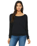 Women's Flowy Long-Sleeve Off Shoulder T-Shirt - Black
