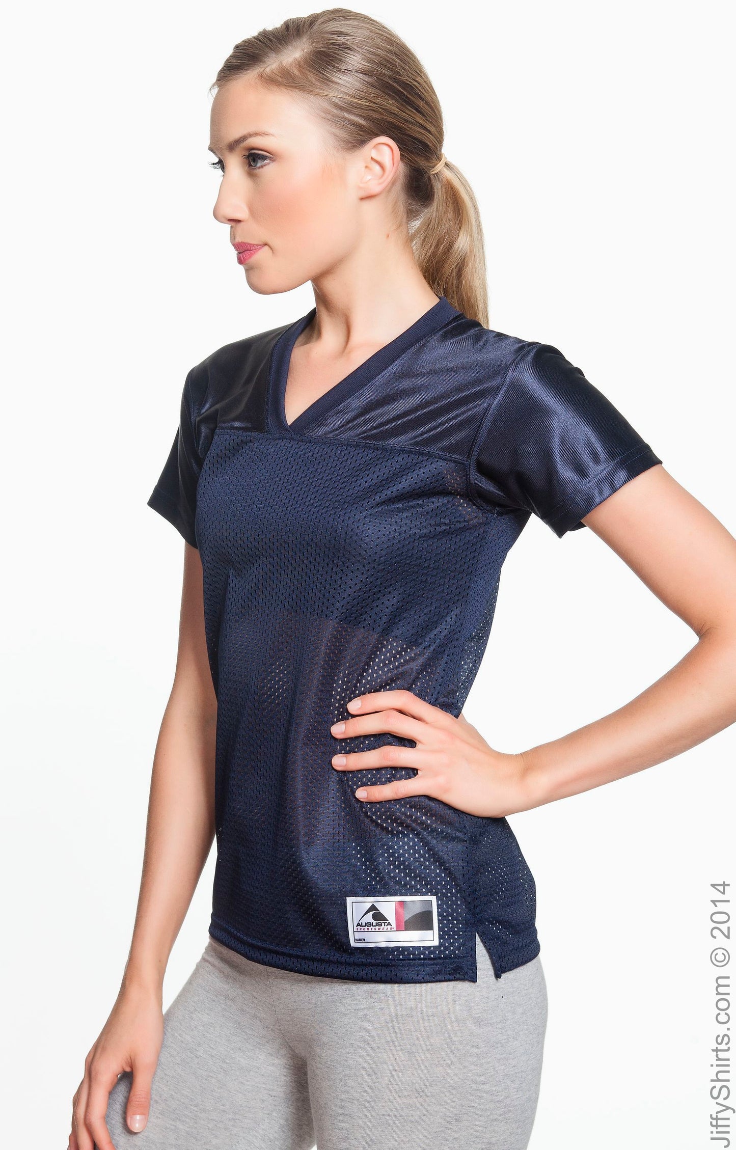 Women's Junior Fit Replica Football T-Shirt - Navy