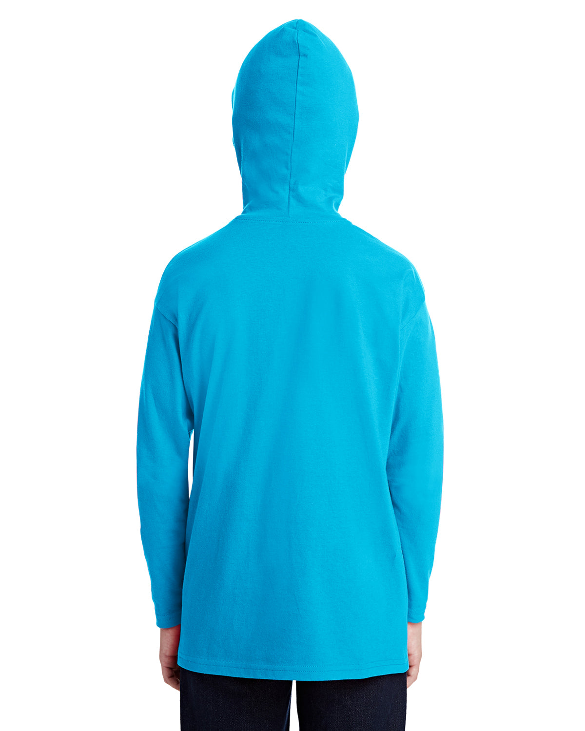 Youth Long-Sleeve Hooded T-Shirt - Caribbean Blue