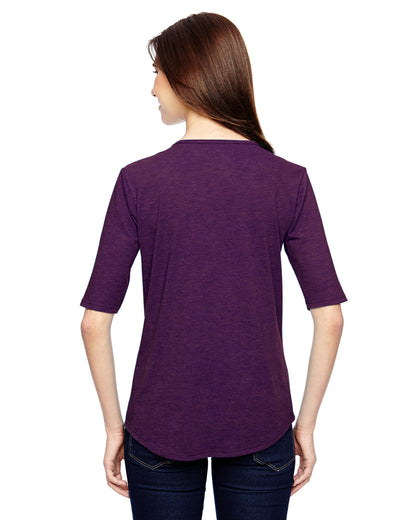 Women's Triblend Deep Scoop 1/2-Sleeve T-Shirt - Heather Aubergine