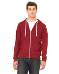 Unisex Triblend Sponge Fleece Full-Zip Hoodie - Cardinal Triblend