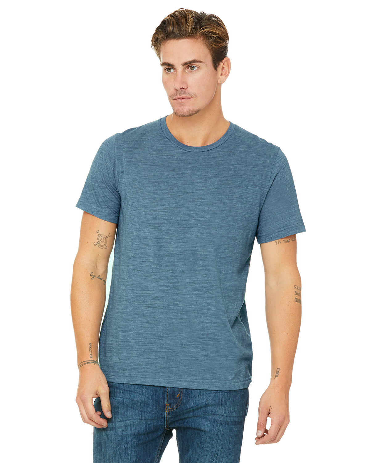 Unisex Poly-Cotton Short-Sleeve T-Shirt - Denim Slub