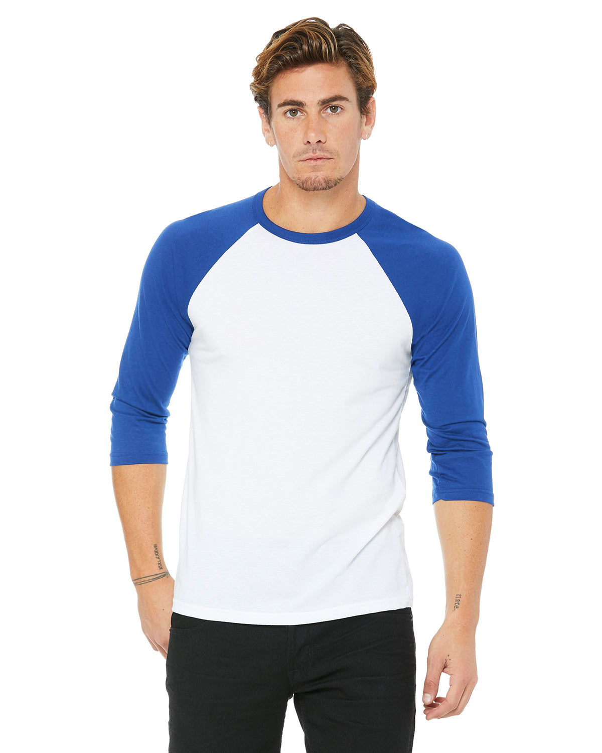 Unisex 3/4-Sleeve Baseball T-Shirt - White / True Royal