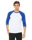 Bella + Canvas 3200 - Unisex 3/4-Sleeve Baseball T-Shirt - White / True Royal