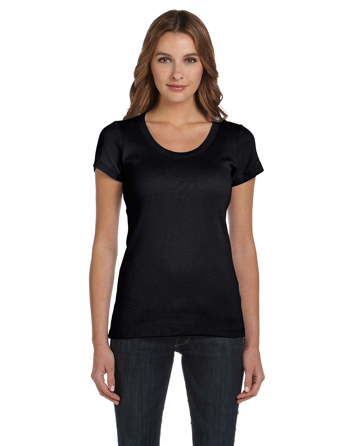 Women's Baby Rib Scoopneck Tee - Black