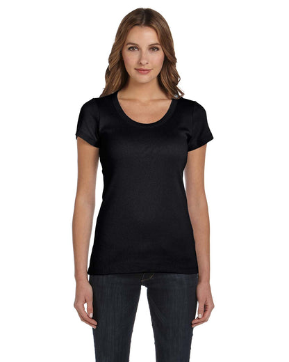 Women's Baby Rib Scoopneck Tee - Black