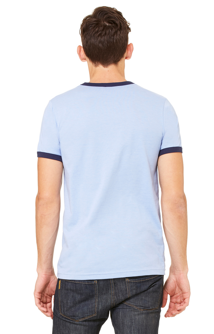 Men's Jersey Short-Sleeve Ringer T-Shirt - Heather Blue / Navy