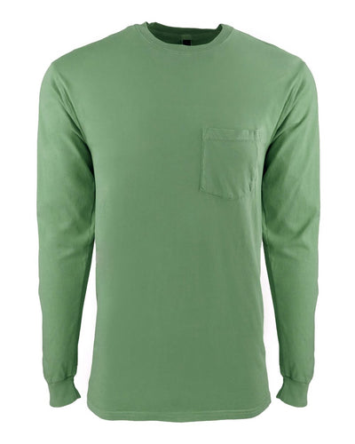 Unisex Inspired Dye Long-Sleeve Crew with Pocket - Clover
