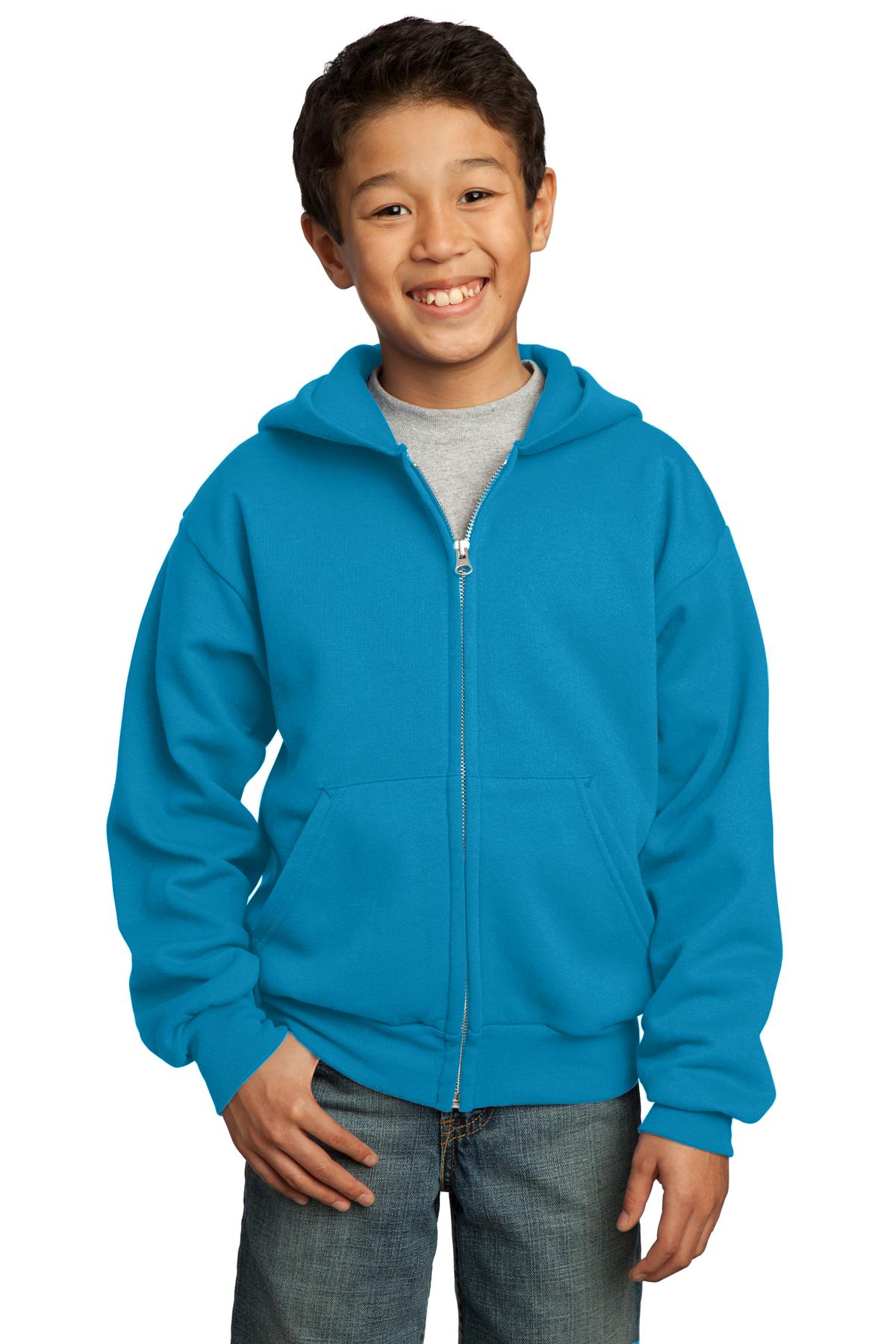 Youth Core Fleece Full-Zip Hoodie - Neon Blue