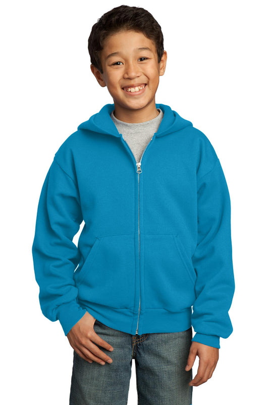 Youth Core Fleece Full-Zip Hoodie - Neon Blue