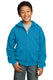 Port & Company PC90YZH - Youth Core Fleece Full-Zip Hoodie - Neon Blue