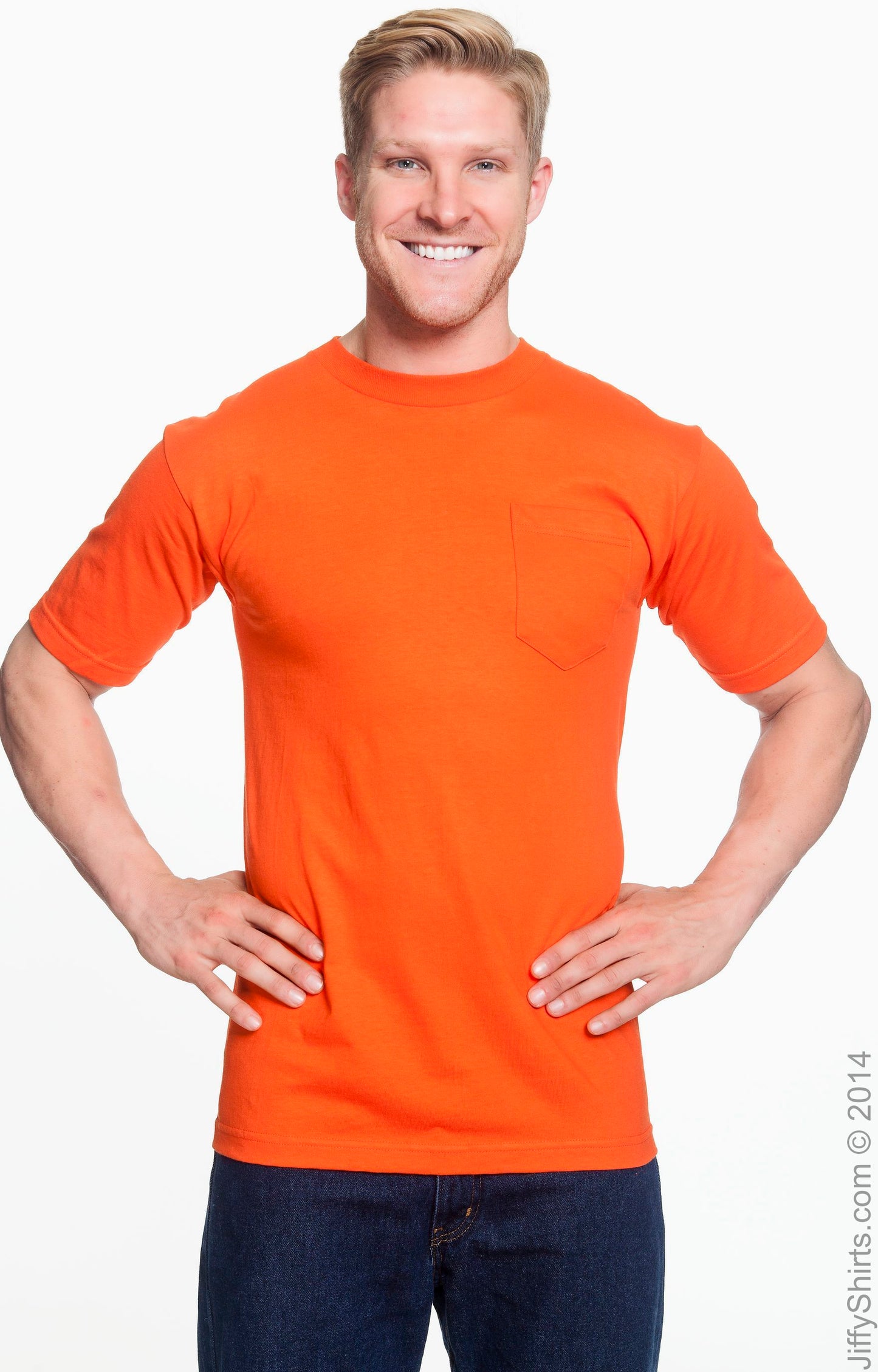 Unisex Cotton Pocket T-Shirt - Bright Orange
