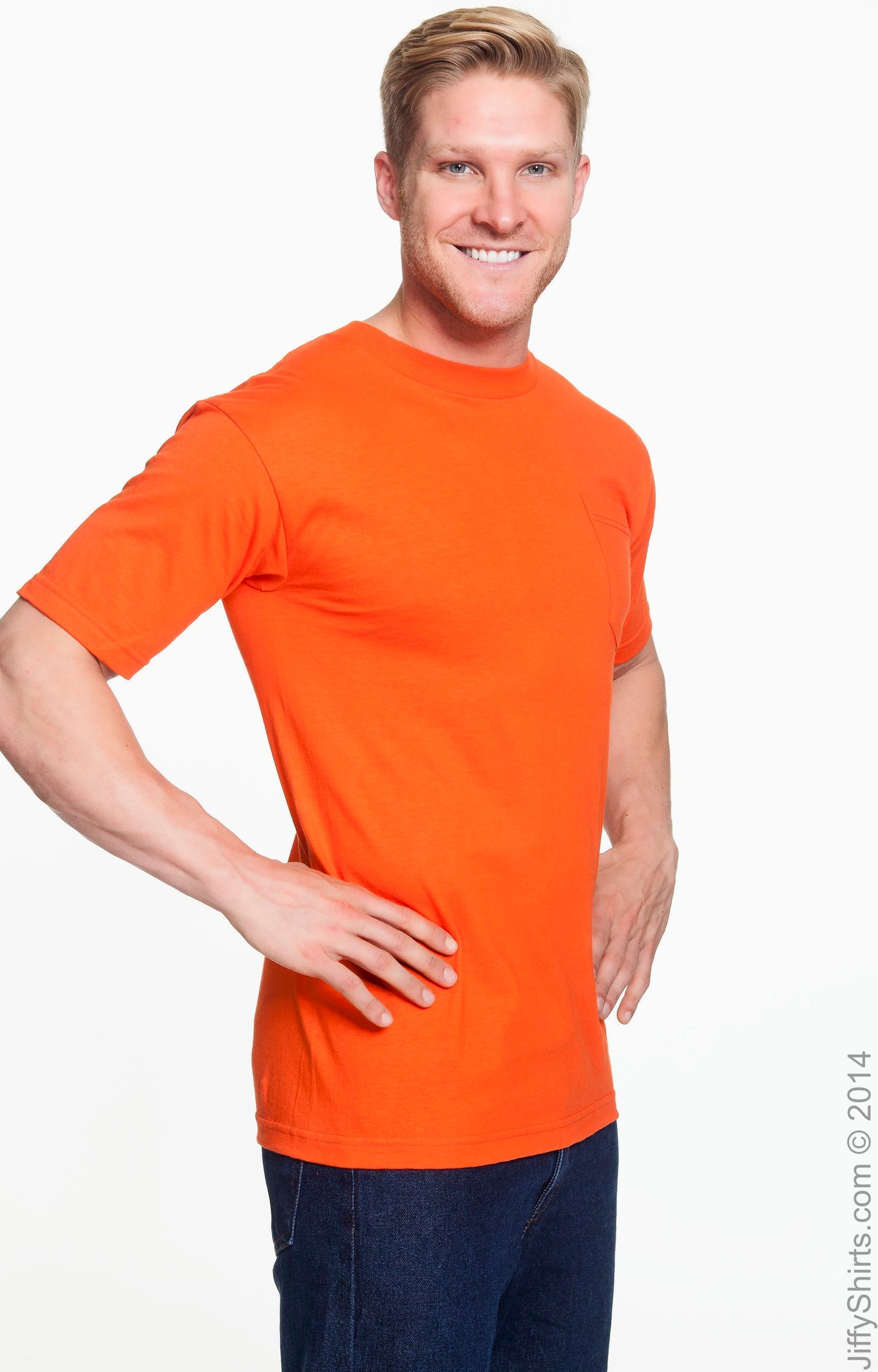 Unisex Cotton Pocket T-Shirt - Bright Orange