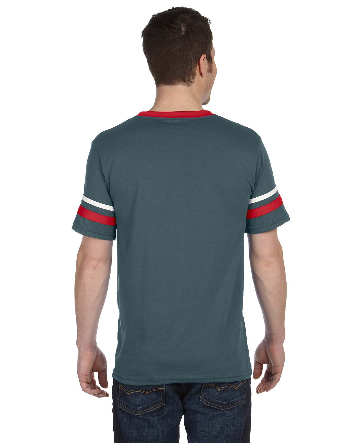Unisex Sleeve Stripe Jersey - Graphite / Red / White