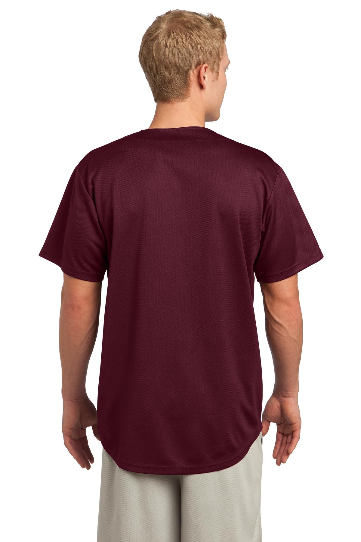 Unisex PosiCharge Tough Mesh Full-Button Jersey - Maroon