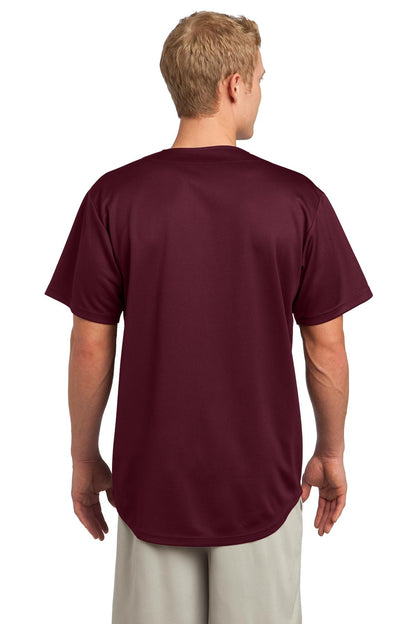 Unisex PosiCharge Tough Mesh Full-Button Jersey - Maroon